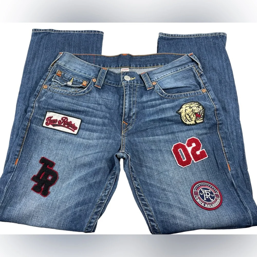 True Religion Straight Flap Patches Jeans Size 34 - Picture 11 of 16